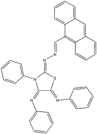 9-anthracenecarbaldehyde [3-phenyl-4,5-bis(phenylimino)-1,3-thiazolidin-2-ylidene]hydrazone 结构式