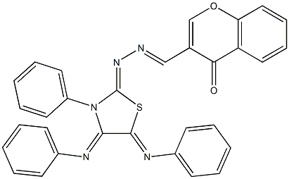 4-oxo-4H-chromene-3-carbaldehyde [3-phenyl-4,5-bis(phenylimino)-1,3-thiazolidin-2-ylidene]hydrazone Structure