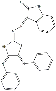 1H-indole-2,3-dione 3-{[4,5-bis(phenylimino)-1,3-thiazolidin-2-ylidene]hydrazone} Struktur