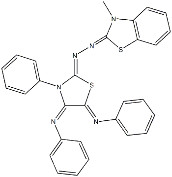 3-phenyl-4,5-bis(phenylimino)-1,3-thiazolidin-2-one (3-methyl-1,3-benzothiazol-2(3H)-ylidene)hydrazone Struktur