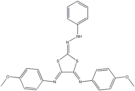 4,5-bis[(4-methoxyphenyl)imino]-1,3-dithiolan-2-one phenylhydrazone Struktur