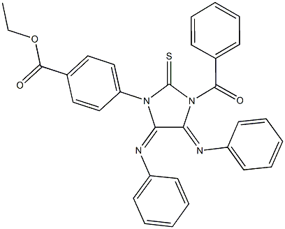 ethyl 4-[3-benzoyl-4,5-bis(phenylimino)-2-thioxoimidazolidin-1-yl]benzoate,666820-78-6,结构式