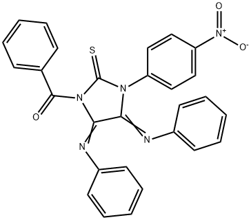 1-benzoyl-3-{4-nitrophenyl}-4,5-bis(phenylimino)imidazolidine-2-thione Structure