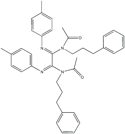 N-{2-[acetyl(3-phenylpropyl)amino]-N-(4-methylphenyl)-2-[(4-methylphenyl)imino]ethanimidoyl}-N-(3-phenylpropyl)acetamide 结构式