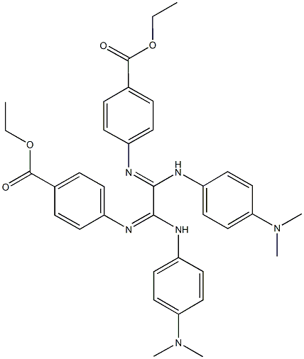 ethyl 4-[(1,2-bis[4-(dimethylamino)anilino]-2-{[4-(ethoxycarbonyl)phenyl]imino}ethylidene)amino]benzoate Structure