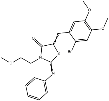 5-(2-bromo-4,5-dimethoxybenzylidene)-3-(2-methoxyethyl)-2-(phenylimino)-1,3-thiazolidin-4-one Structure