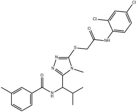 N-[1-(5-{[2-(2,4-dichloroanilino)-2-oxoethyl]sulfanyl}-4-methyl-4H-1,2,4-triazol-3-yl)-2-methylpropyl]-3-methylbenzamide Struktur