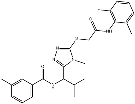 N-[1-(5-{[2-(2,6-dimethylanilino)-2-oxoethyl]sulfanyl}-4-methyl-4H-1,2,4-triazol-3-yl)-2-methylpropyl]-3-methylbenzamide Struktur