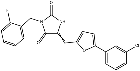 5-{[5-(3-chlorophenyl)-2-furyl]methylene}-3-(2-fluorobenzyl)-2,4-imidazolidinedione Structure
