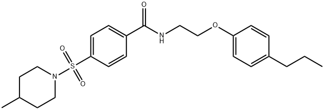 4-[(4-methyl-1-piperidinyl)sulfonyl]-N-[2-(4-propylphenoxy)ethyl]benzamide 化学構造式