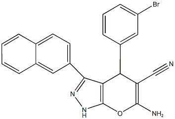 6-amino-4-(3-bromophenyl)-3-(2-naphthyl)-1,4-dihydropyrano[2,3-c]pyrazole-5-carbonitrile Structure