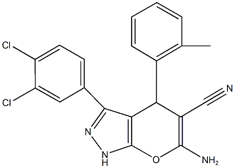 6-amino-3-(3,4-dichlorophenyl)-4-(2-methylphenyl)-1,4-dihydropyrano[2,3-c]pyrazole-5-carbonitrile Structure