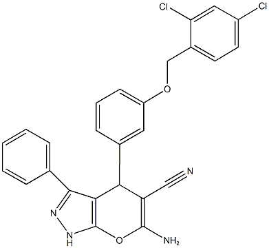 667404-87-7 6-amino-4-{3-[(2,4-dichlorobenzyl)oxy]phenyl}-3-phenyl-1,4-dihydropyrano[2,3-c]pyrazole-5-carbonitrile