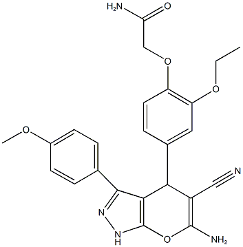 2-{4-[6-amino-5-cyano-3-(4-methoxyphenyl)-1,4-dihydropyrano[2,3-c]pyrazol-4-yl]-2-ethoxyphenoxy}acetamide|