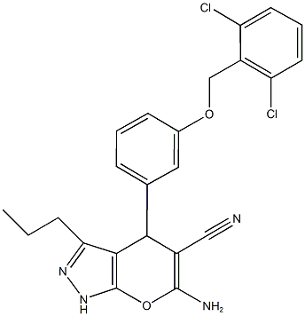 667405-20-1 6-amino-4-{3-[(2,6-dichlorobenzyl)oxy]phenyl}-3-propyl-1,4-dihydropyrano[2,3-c]pyrazole-5-carbonitrile