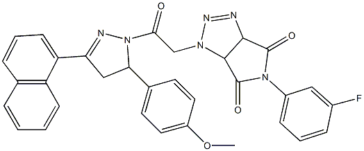 5-(3-fluorophenyl)-1-{2-[5-(4-methoxyphenyl)-3-(1-naphthyl)-4,5-dihydro-1H-pyrazol-1-yl]-2-oxoethyl}-3a,6a-dihydropyrrolo[3,4-d][1,2,3]triazole-4,6(1H,5H)-dione 结构式