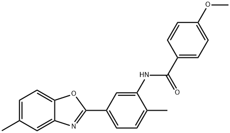 4-methoxy-N-[2-methyl-5-(5-methyl-1,3-benzoxazol-2-yl)phenyl]benzamide,667410-59-5,结构式