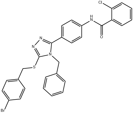 N-(4-{4-benzyl-5-[(4-bromobenzyl)sulfanyl]-4H-1,2,4-triazol-3-yl}phenyl)-2-chlorobenzamide Struktur