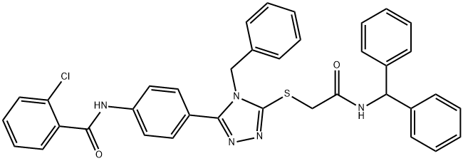 N-[4-(5-{[2-(benzhydrylamino)-2-oxoethyl]sulfanyl}-4-benzyl-4H-1,2,4-triazol-3-yl)phenyl]-2-chlorobenzamide,667428-19-5,结构式