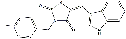 3-(4-fluorobenzyl)-5-(1H-indol-3-ylmethylene)-1,3-thiazolidine-2,4-dione 结构式
