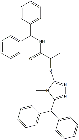 N-benzhydryl-2-[(5-benzhydryl-4-methyl-4H-1,2,4-triazol-3-yl)sulfanyl]propanamide Structure