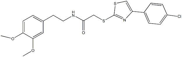 2-{[4-(4-chlorophenyl)-1,3-thiazol-2-yl]sulfanyl}-N-[2-(3,4-dimethoxyphenyl)ethyl]acetamide,667867-43-8,结构式