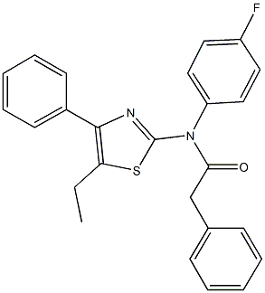 N-(5-ethyl-4-phenyl-1,3-thiazol-2-yl)-N-(4-fluorophenyl)-2-phenylacetamide 化学構造式