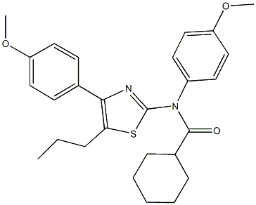 N-(4-methoxyphenyl)-N-[4-(4-methoxyphenyl)-5-propyl-1,3-thiazol-2-yl]cyclohexanecarboxamide Structure