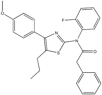 N-(2-fluorophenyl)-N-[4-(4-methoxyphenyl)-5-propyl-1,3-thiazol-2-yl]-2-phenylacetamide 结构式