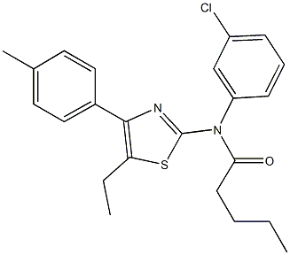 N-(3-chlorophenyl)-N-[5-ethyl-4-(4-methylphenyl)-1,3-thiazol-2-yl]pentanamide,667867-83-6,结构式