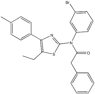 N-(3-bromophenyl)-N-[5-ethyl-4-(4-methylphenyl)-1,3-thiazol-2-yl]-2-phenylacetamide 化学構造式