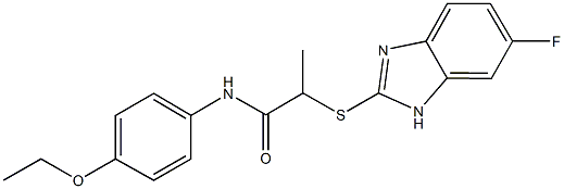 N-(4-ethoxyphenyl)-2-[(6-fluoro-1H-benzimidazol-2-yl)sulfanyl]propanamide 化学構造式