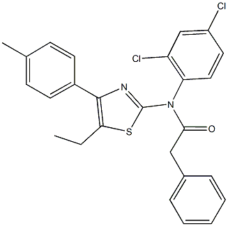 N-(2,4-dichlorophenyl)-N-[5-ethyl-4-(4-methylphenyl)-1,3-thiazol-2-yl]-2-phenylacetamide 化学構造式