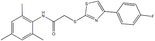 2-{[4-(4-fluorophenyl)-1,3-thiazol-2-yl]sulfanyl}-N-mesitylacetamide 化学構造式