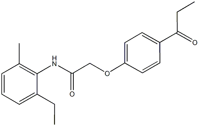 N-(2-ethyl-6-methylphenyl)-2-(4-propionylphenoxy)acetamide 化学構造式