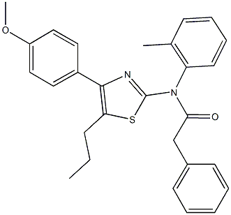 N-[4-(4-methoxyphenyl)-5-propyl-1,3-thiazol-2-yl]-N-(2-methylphenyl)-2-phenylacetamide,667868-63-5,结构式