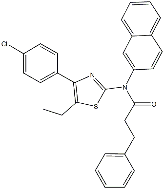N-[4-(4-chlorophenyl)-5-ethyl-1,3-thiazol-2-yl]-N-(2-naphthyl)-3-phenylpropanamide Struktur