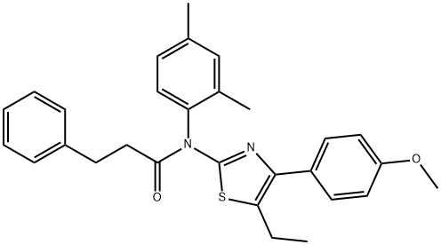 N-(2,4-dimethylphenyl)-N-[5-ethyl-4-(4-methoxyphenyl)-1,3-thiazol-2-yl]-3-phenylpropanamide Structure