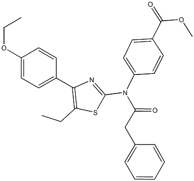 methyl 4-[[4-(4-ethoxyphenyl)-5-ethyl-1,3-thiazol-2-yl](phenylacetyl)amino]benzoate 化学構造式