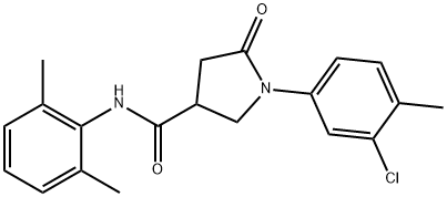 1-(3-chloro-4-methylphenyl)-N-(2,6-dimethylphenyl)-5-oxo-3-pyrrolidinecarboxamide 化学構造式