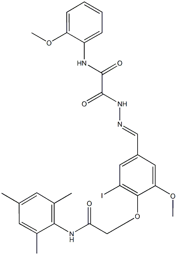 2-(2-{3-iodo-4-[2-(mesitylamino)-2-oxoethoxy]-5-methoxybenzylidene}hydrazino)-N-(2-methoxyphenyl)-2-oxoacetamide Structure