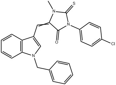 5-[(1-benzyl-1H-indol-3-yl)methylene]-3-(4-chlorophenyl)-1-methyl-2-thioxoimidazolidin-4-one Struktur