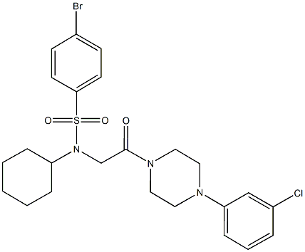 4-bromo-N-{2-[4-(3-chlorophenyl)-1-piperazinyl]-2-oxoethyl}-N-cyclohexylbenzenesulfonamide,667872-50-6,结构式