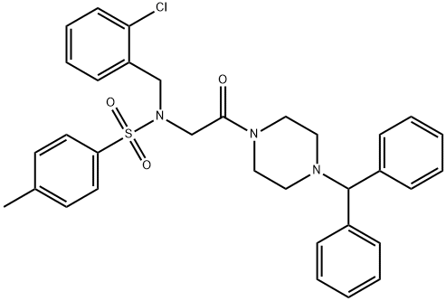 N-[2-(4-benzhydryl-1-piperazinyl)-2-oxoethyl]-N-(2-chlorobenzyl)-4-methylbenzenesulfonamide Struktur