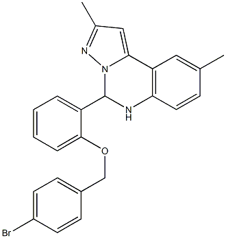4-bromobenzyl 2-(2,9-dimethyl-5,6-dihydropyrazolo[1,5-c]quinazolin-5-yl)phenyl ether,667873-74-7,结构式
