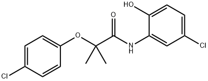 N-(5-chloro-2-hydroxyphenyl)-2-(4-chlorophenoxy)-2-methylpropanamide Struktur