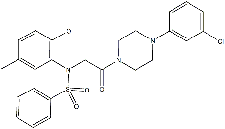 N-{2-[4-(3-chlorophenyl)-1-piperazinyl]-2-oxoethyl}-N-(2-methoxy-5-methylphenyl)benzenesulfonamide Struktur