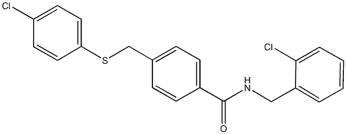 N-(2-chlorobenzyl)-4-{[(4-chlorophenyl)sulfanyl]methyl}benzamide Struktur