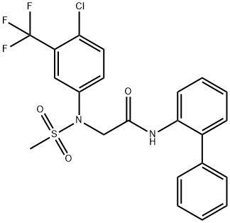 N-[1,1'-biphenyl]-2-yl-2-[4-chloro(methylsulfonyl)-3-(trifluoromethyl)anilino]acetamide 化学構造式