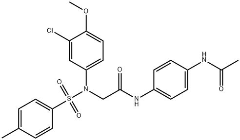 N-[4-(acetylamino)phenyl]-2-{3-chloro-4-methoxy[(4-methylphenyl)sulfonyl]anilino}acetamide Structure